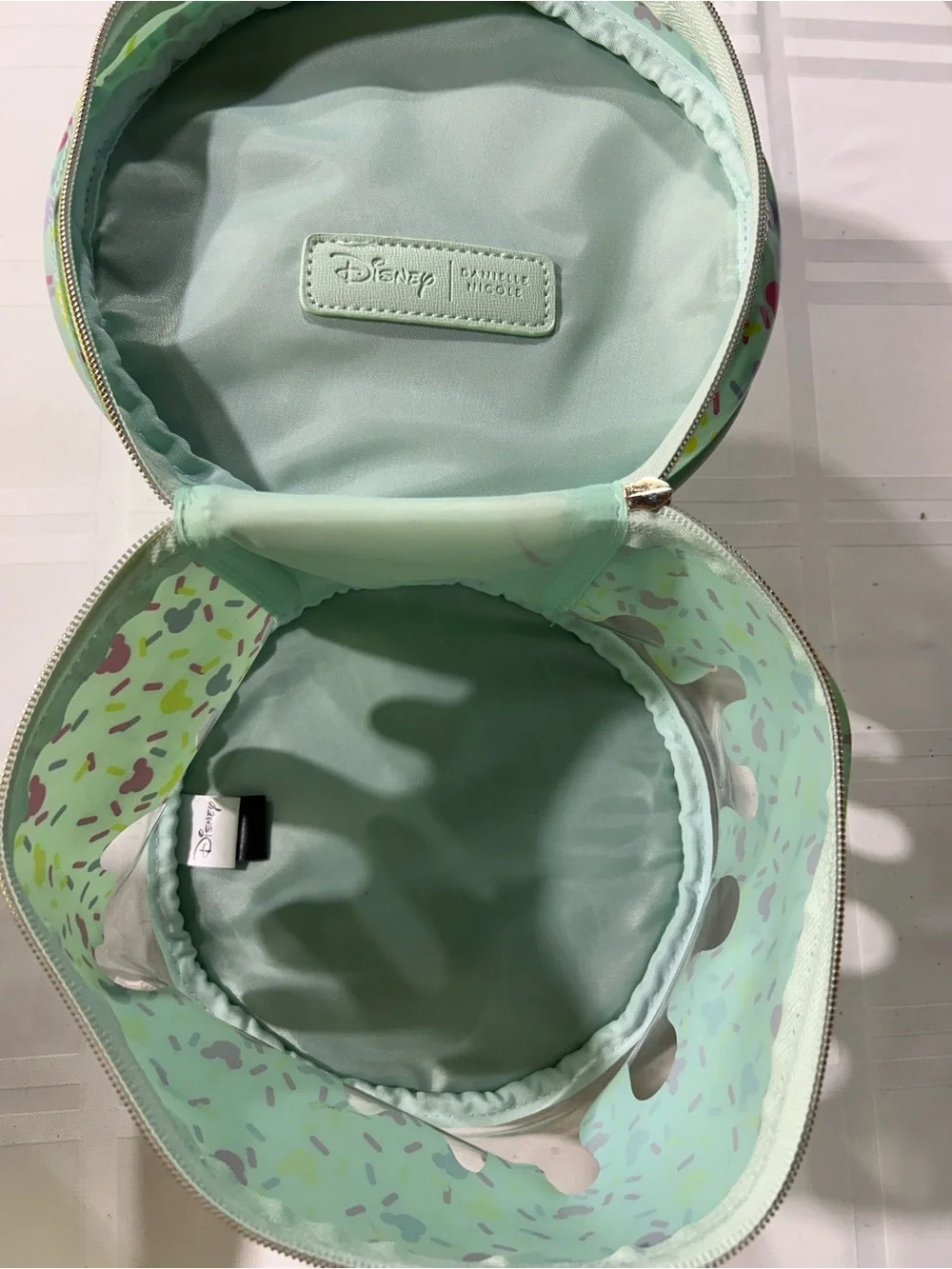 Disney Mint Green and Gold Ice Cream Print Cosmetic Pouches